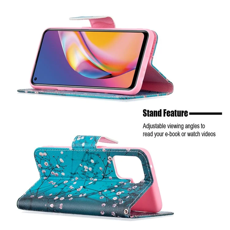 Pattern Printing Leather + Soft TPU Inner Case with Wallet Stand for Oppo A94/Reno5 F/F19 Pro - Wintersweet