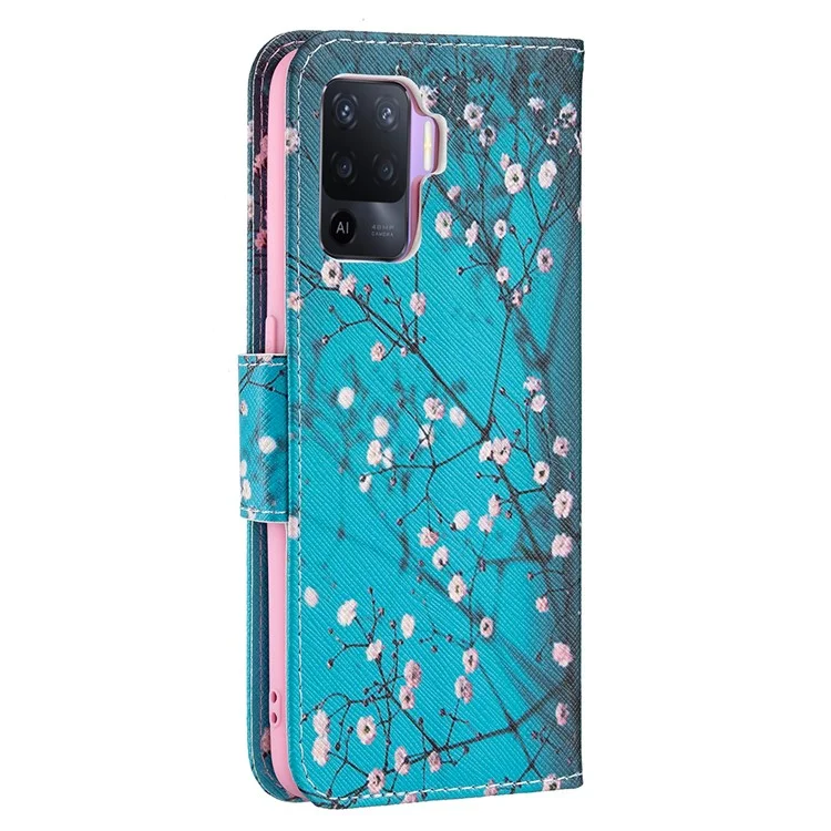 Pattern Printing Leather + Soft TPU Inner Case with Wallet Stand for Oppo A94/Reno5 F/F19 Pro - Wintersweet