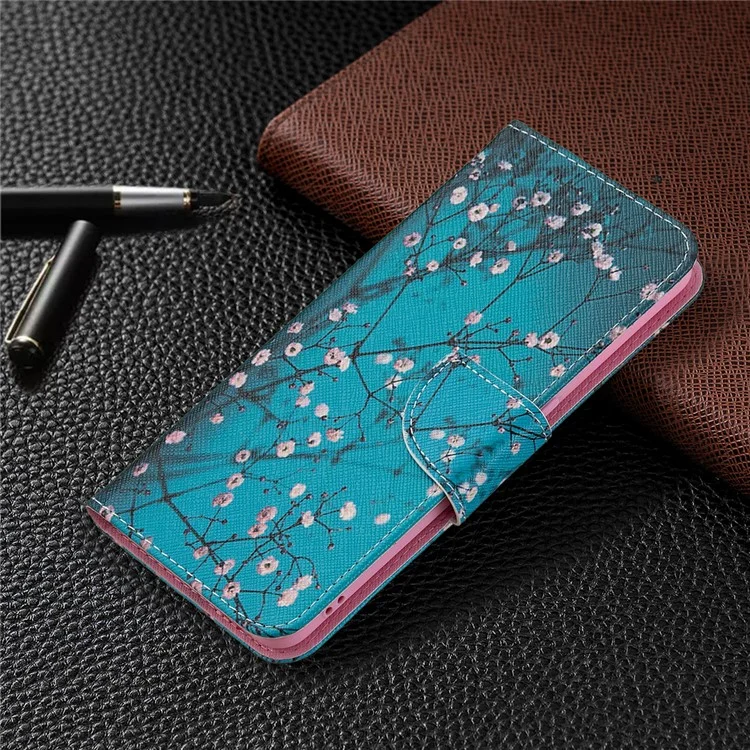 Pattern Printing Leather + Soft TPU Inner Case with Wallet Stand for Oppo A94/Reno5 F/F19 Pro - Wintersweet