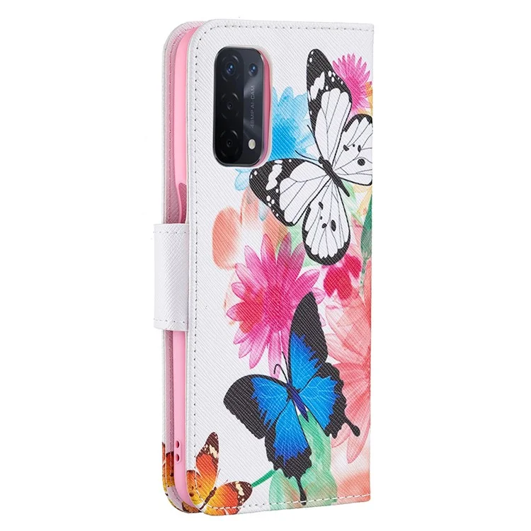 Patrón de impresión Buena sensación de agarre manual Cartera de cuero Funda con soporte para Oppo A74 5G/A93 5G/A54 5G - Mariposas vívidas