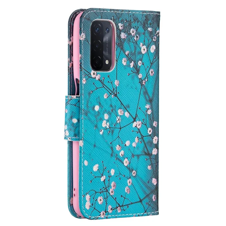 Impresión de Patrón Buena Mano -holding Feeling Leather Willet Case Para Oppo A74 5G/A93 5G/A54 5G - Sweet de Invierno