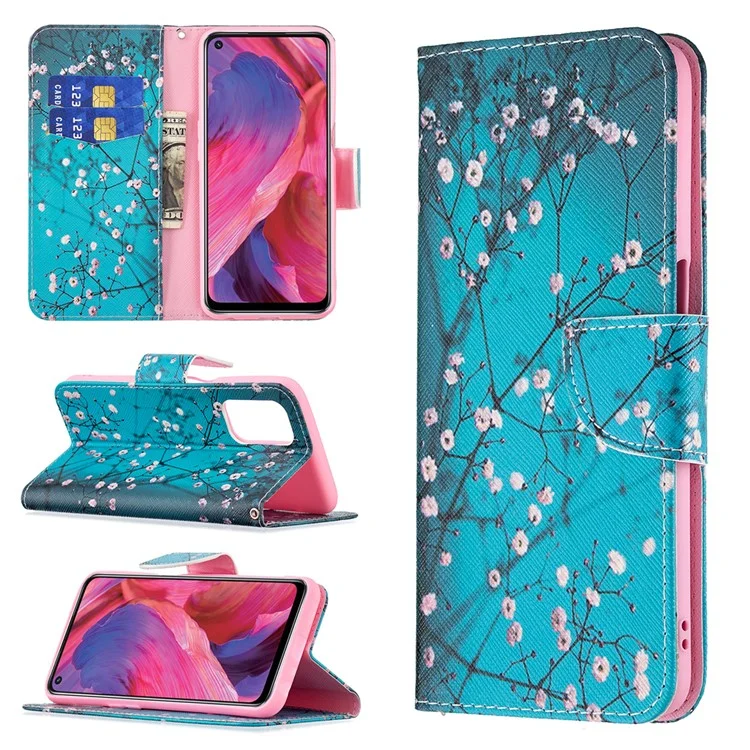 Étui de portefeuille en cuir avec support pour Oppo A74 5G/A93 5G/A54 5G - Wintersweet