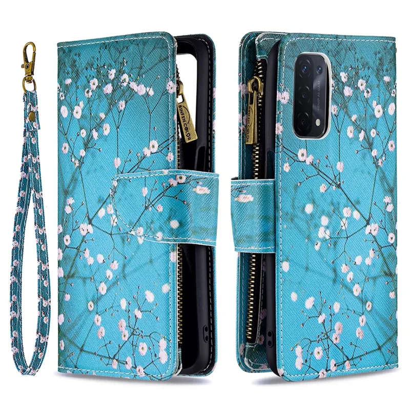 Zippered Wallet Design BF03 Pattern Printing Leather Stand Phone Cover for Oppo A74 5G / A93 5G / A54 5G - Wintersweet