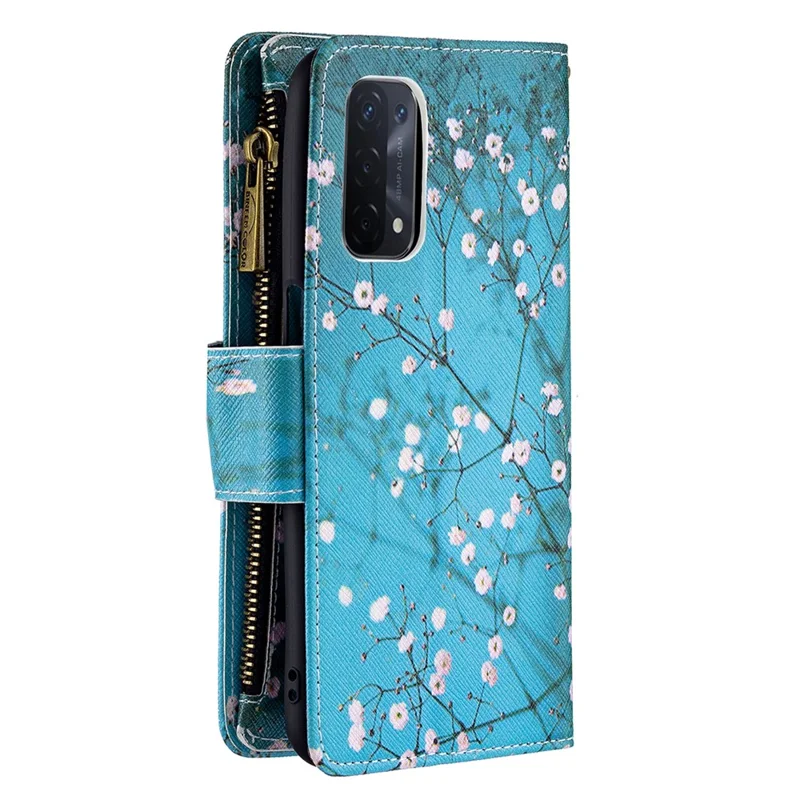 Zippered Wallet Design BF03 Pattern Printing Leather Stand Phone Cover for Oppo A74 5G / A93 5G / A54 5G - Wintersweet