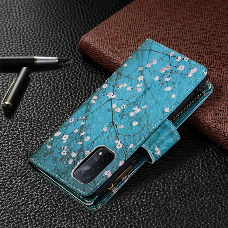 Zippered Wallet Design BF03 Pattern Printing Leather Stand Phone Cover for Oppo A74 5G / A93 5G / A54 5G - Wintersweet