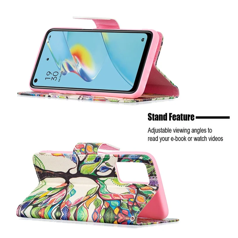 Wallet Design Drop-Resistant Pattern Printing Magnetic Leather Case with Adjustable Stand for Oppo A54 4G / A54s / A16 / A16s / A55 5G - Snicker