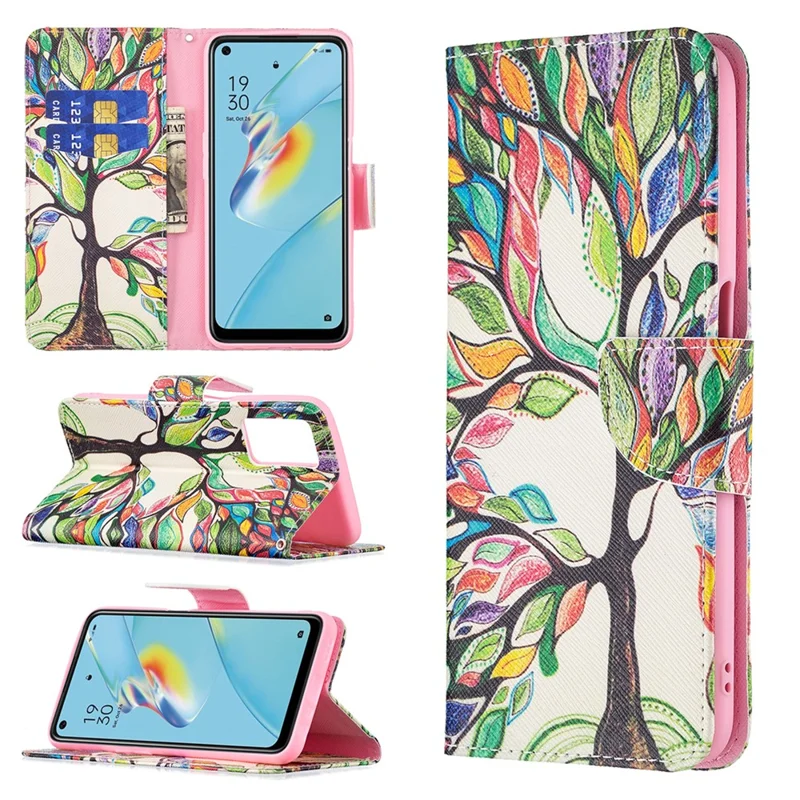 Wallet Design Drop-Resistant Pattern Printing Magnetic Leather Case with Adjustable Stand for Oppo A54 4G / A54s / A16 / A16s / A55 5G - Snicker