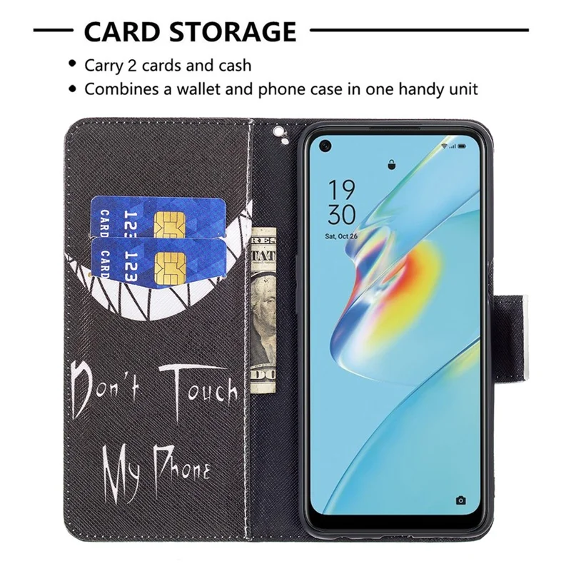Wallet Design Drop-Resistant Pattern Printing Magnetic Leather Case with Adjustable Stand for Oppo A54 4G / A54s / A16 / A16s / A55 5G - Snicker