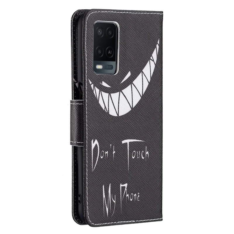 Wallet Design Drop-Resistant Pattern Printing Magnetic Leather Case with Adjustable Stand for Oppo A54 4G / A54s / A16 / A16s / A55 5G - Snicker