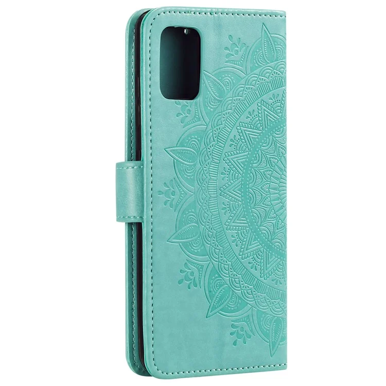 Capa de Capa de Telefone PU Calaro de Calaro de Mandala Pattrala Patallet Stand Caso Para Oppo Reno6 5G - Verde