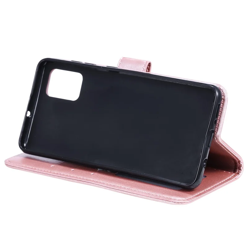 Phone Case Cover PU Leather Imprinted Mandala Pattern Wallet Stand Case for Oppo Reno6 5G - Rose Gold