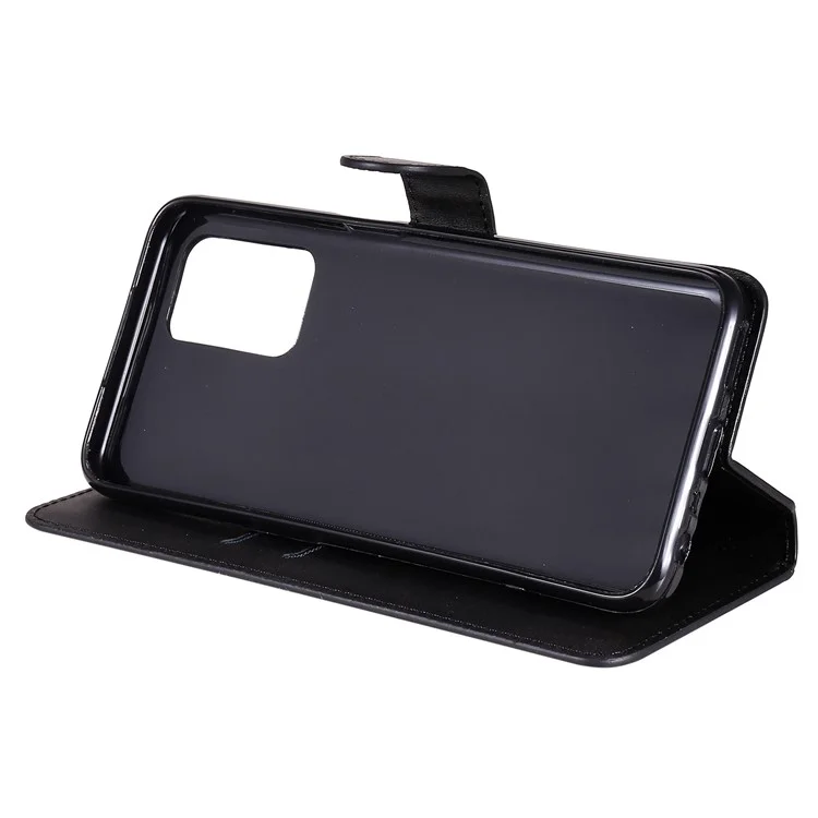 Wallet Stand Design Full Body Protection PU Leather Phone Case Cover for Realme 8 5G/V13 5G/Narzo 30 5G - Black