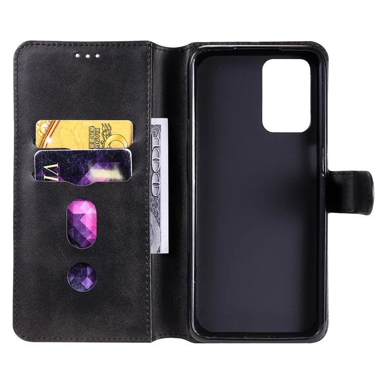 Wallet Stand Design Full Body Protection PU Leather Phone Case Cover for Realme 8 5G/V13 5G/Narzo 30 5G - Black