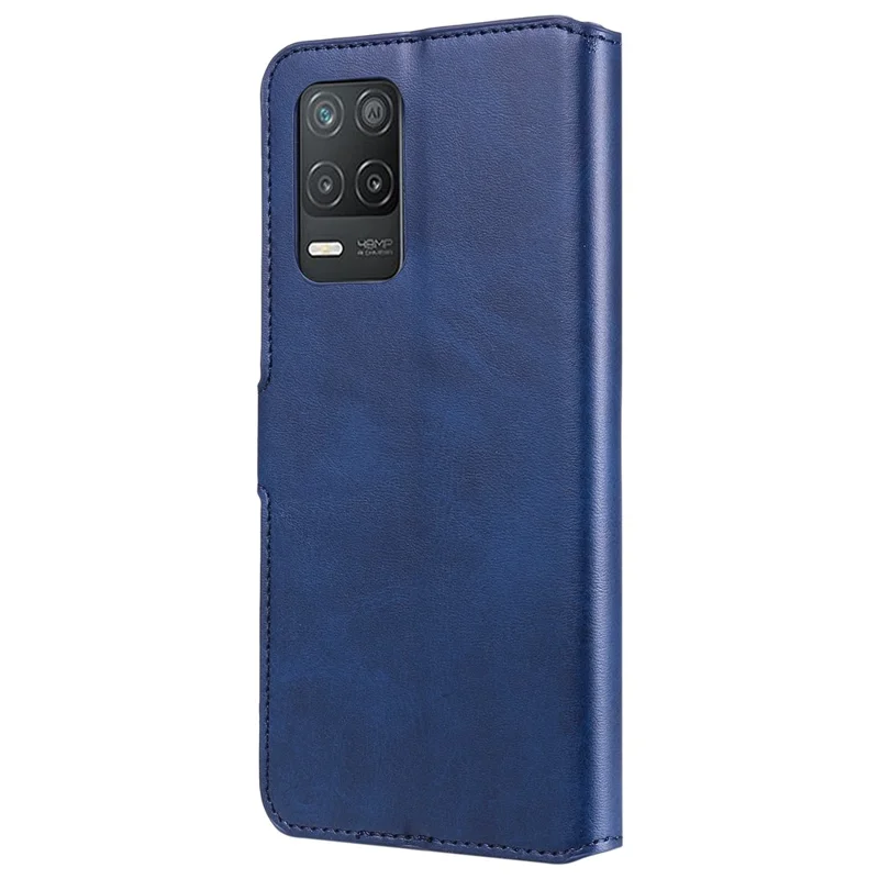 Wallet Stand Design Full Body Protection PU Leather Phone Case Cover for Realme 8 5G/V13 5G/Narzo 30 5G - Blue