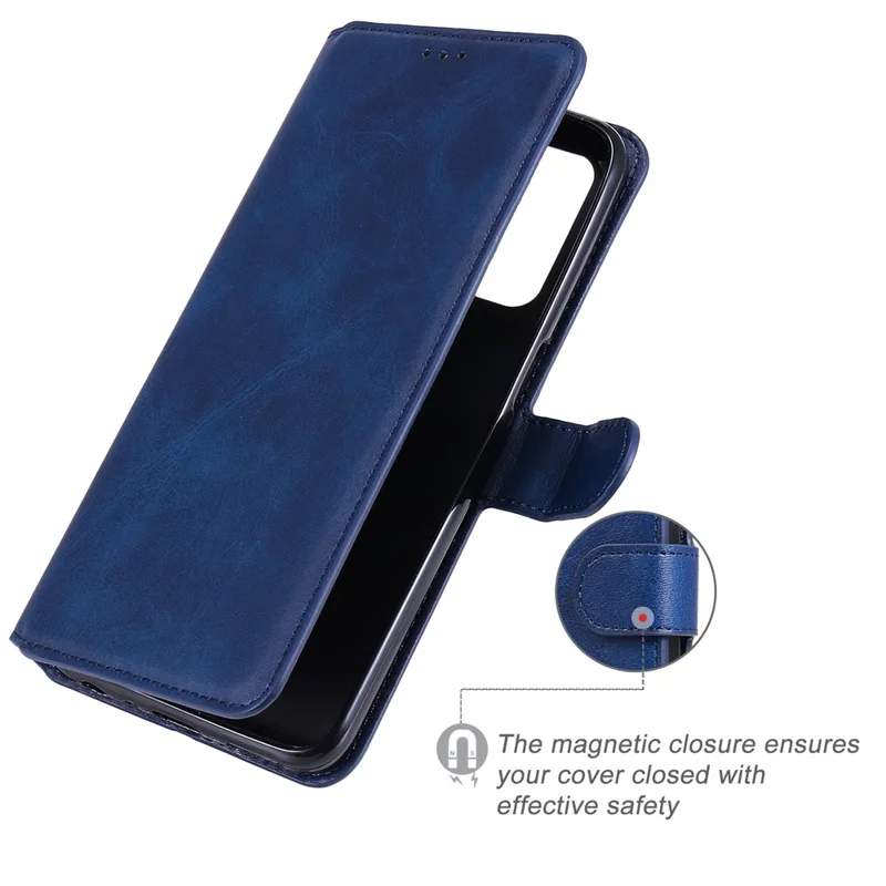 Wallet Stand Design Full Body Protection PU Leather Phone Case Cover for Realme 8 5G/V13 5G/Narzo 30 5G - Blue
