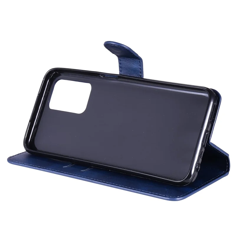 Wallet Stand Design Full Body Protection PU Leather Phone Case Cover for Realme 8 5G/V13 5G/Narzo 30 5G - Blue