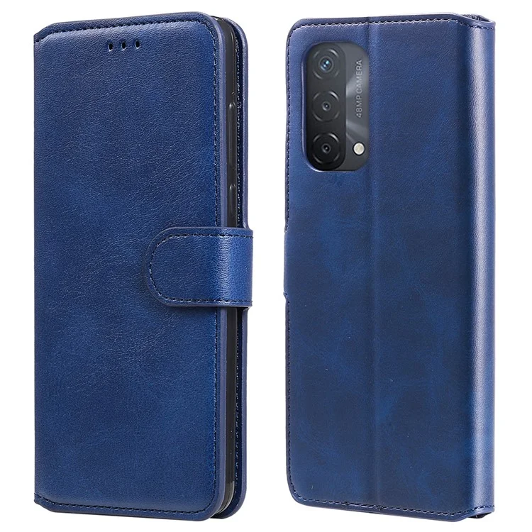 Portafoglio di alta qualità Supporto stile classico Custodia in pelle a ribaltamento per Oppo A93 5G/A74 5G/A54 5G - Blu