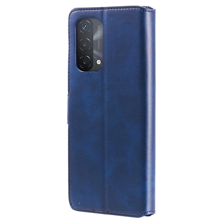 Portafoglio di alta qualità Supporto stile classico Custodia in pelle a ribaltamento per Oppo A93 5G/A74 5G/A54 5G - Blu