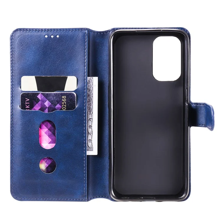 Portafoglio di alta qualità Supporto stile classico Custodia in pelle a ribaltamento per Oppo A93 5G/A74 5G/A54 5G - Blu