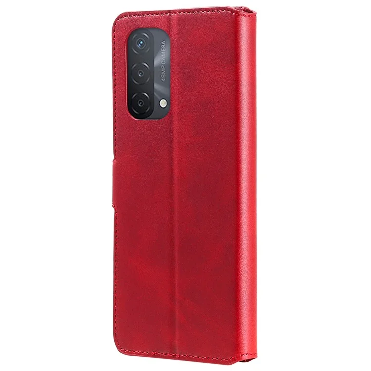 Fine Quality Wallet Stand Classic Style Flip Leather Phone Case for Oppo A93 5G/A74 5G/A54 5G - Red