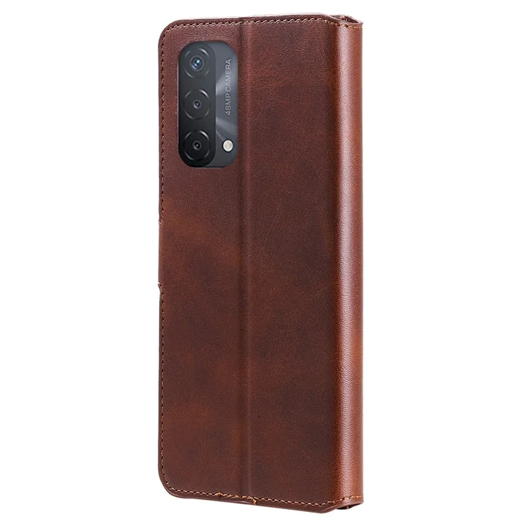 Funda de teléfono de piel clásica con soporte y billetera de alta calidad para Oppo A93 5G/A74 5G/A54 5G - Marrón
