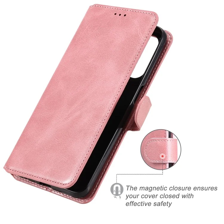 Portafoglio di Qualità Raffinata Custodia Per Telefono in Pelle di Fili di Stile Classico Per Oppo A93 5G/A74 5G/A54 5G - Oro Rosa