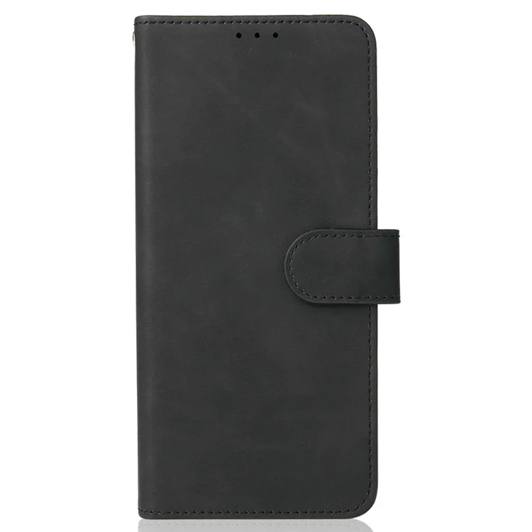 Skin-touch PU Folio Folio Stand Magnetic Staft Strong Cierre de Cierre Case de Teléfono Con Correa Para Oppo A16 / A53s 5G / A55 5G - Negro