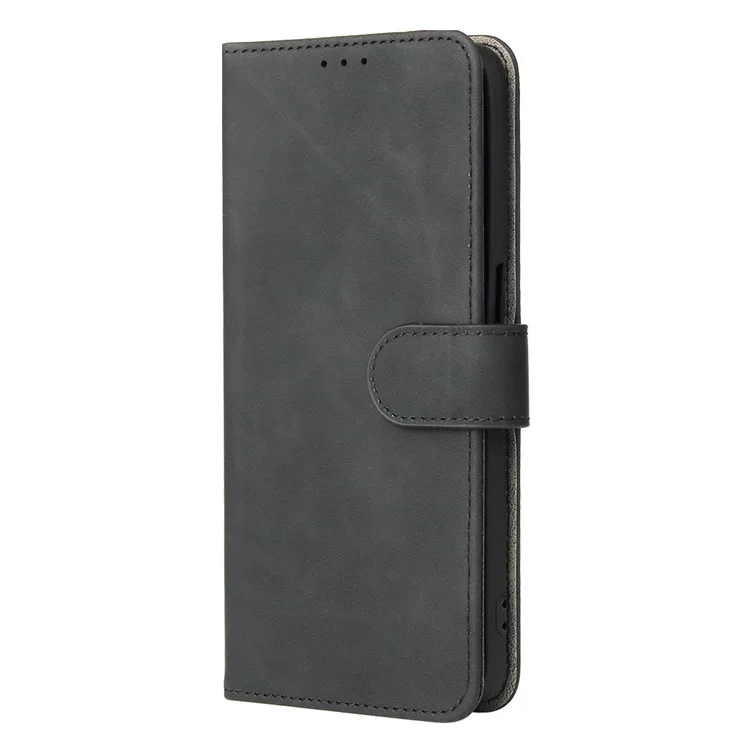 Skin-touch PU Folio Folio Stand Magnetic Staft Strong Cierre de Cierre Case de Teléfono Con Correa Para Oppo A16 / A53s 5G / A55 5G - Negro