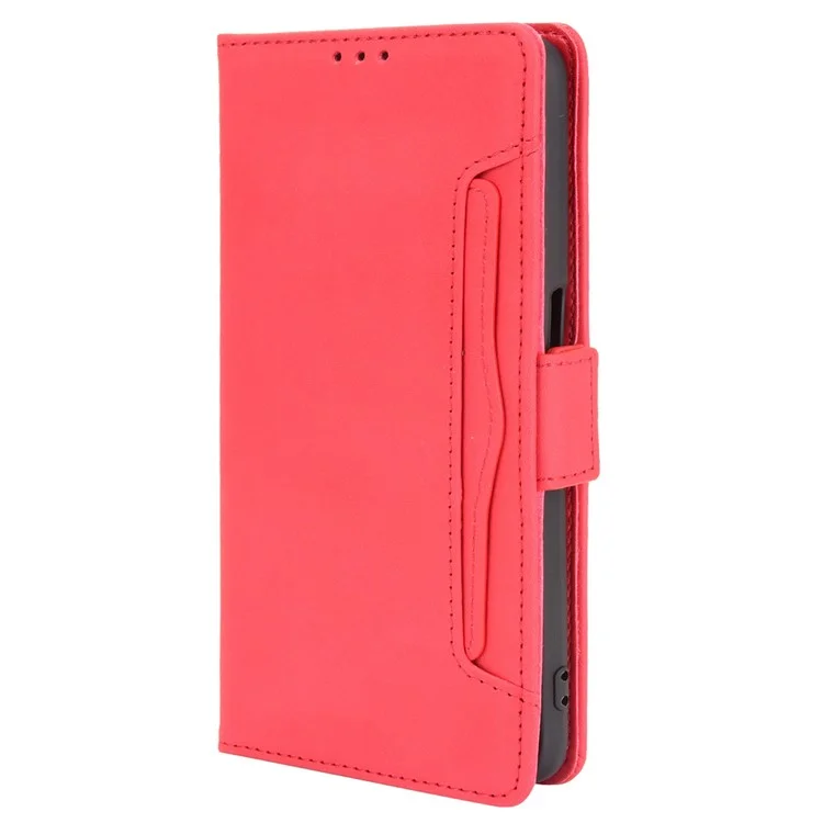 Funda de teléfono con diseño de billetera y soporte con múltiples ranuras para tarjetas para Oppo A16/A16s/A54s - Rojo