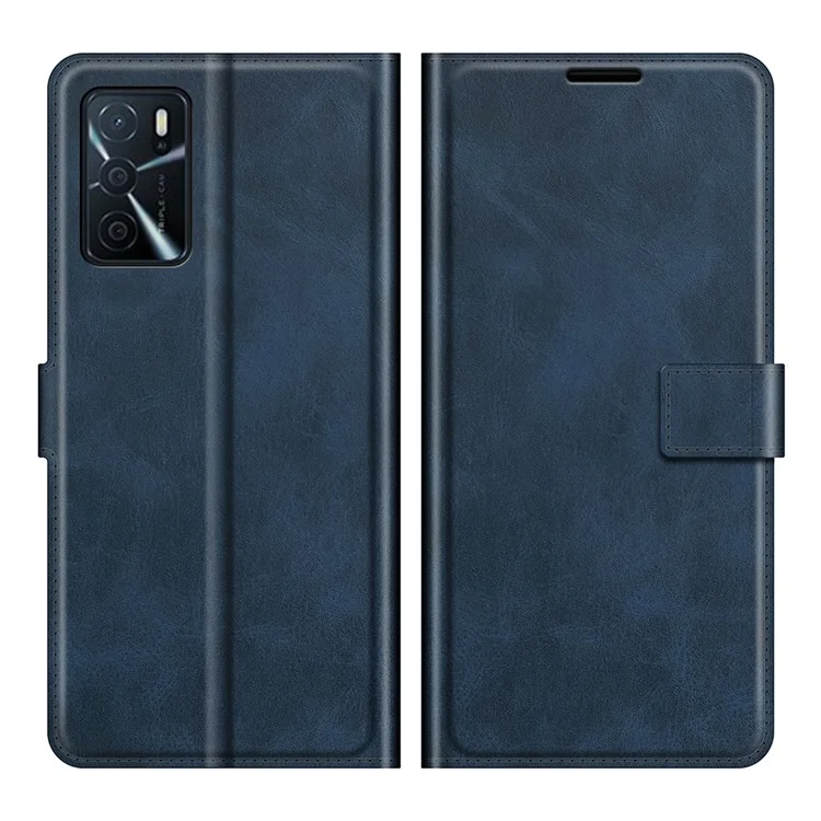 Couvercle Protecteur de Porte-étincelle pu en Cuir PU à Étape de Choc Avec Fermeture Magnétique Pour Oppo A16 / A16s / A54s - Bleu