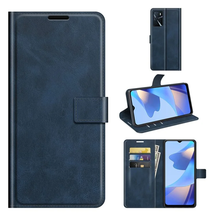 Couvercle Protecteur de Porte-étincelle pu en Cuir PU à Étape de Choc Avec Fermeture Magnétique Pour Oppo A16 / A16s / A54s - Bleu