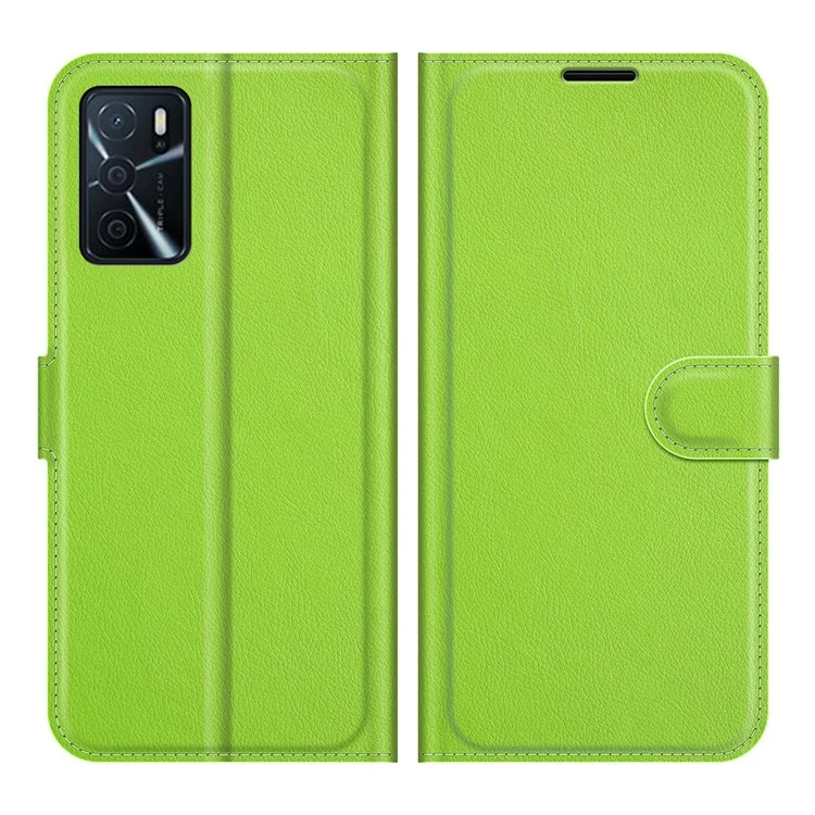 Carteira de couro Folio Flip Litchi com Proteção Reforçada, Design de Suporte para Oppo A16/A16s/A54s - Verde