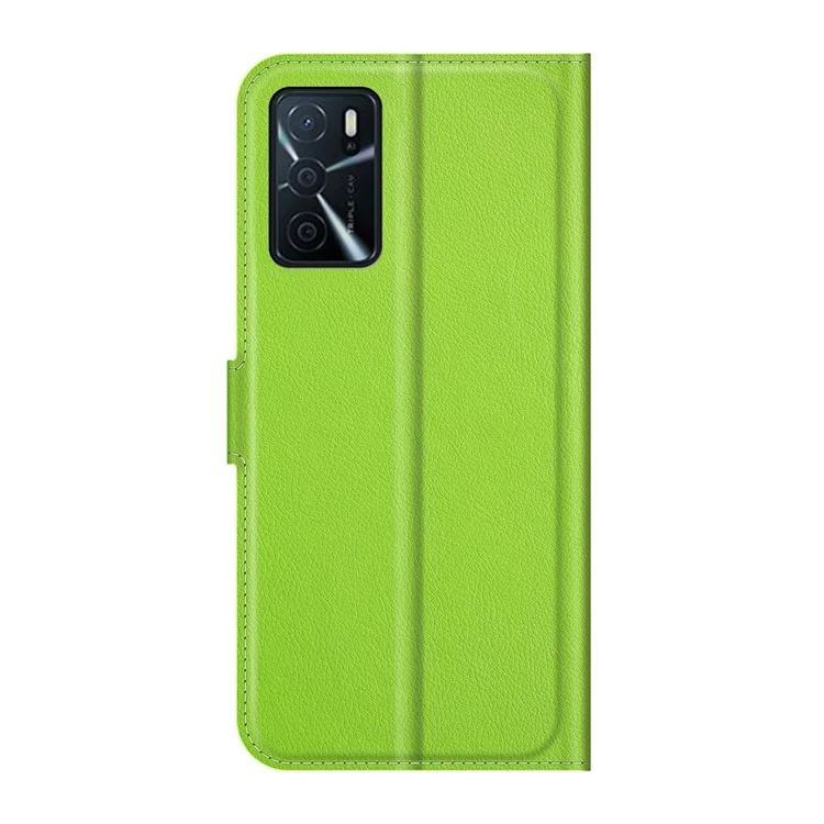 Carteira de couro Folio Flip Litchi com Proteção Reforçada, Design de Suporte para Oppo A16/A16s/A54s - Verde