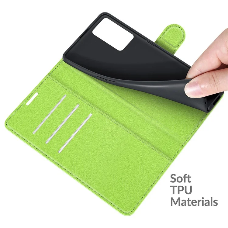 Carteira de couro Folio Flip Litchi com Proteção Reforçada, Design de Suporte para Oppo A16/A16s/A54s - Verde