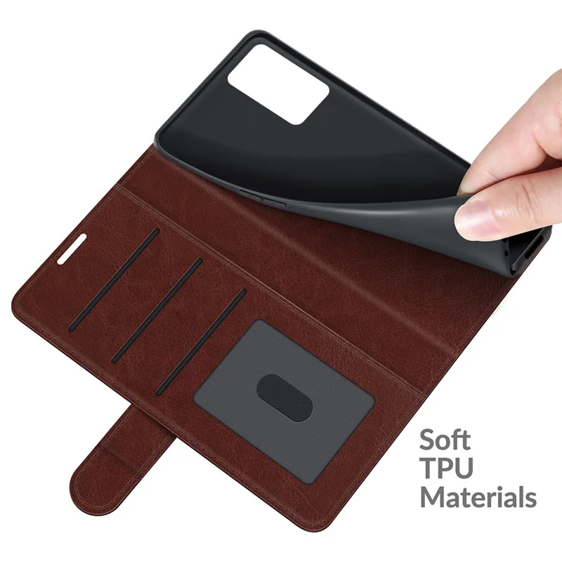 PU Leather Crazy Horse Texture Stand Wallet Design Magnetic Closure Phone Cover for Oppo A16/A16s/A54s - Brown
