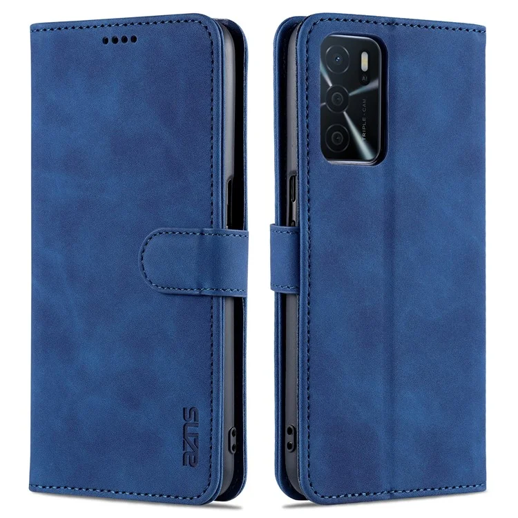 AZNS Cartera Diseño Stand PU Cuero Protección Completa Funda para Teléfono para Oppo A16/A16S/A54S - Azul