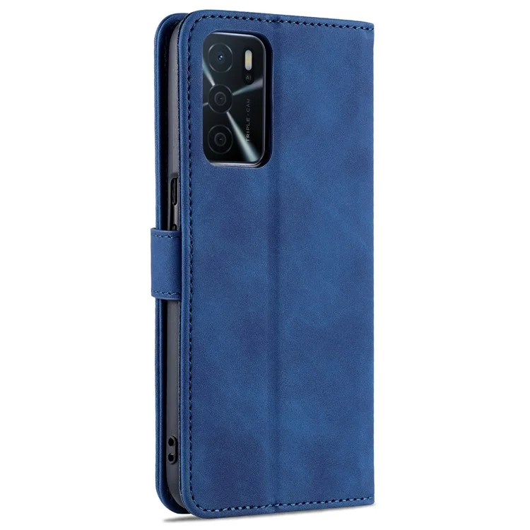 AZNS Cartera Diseño Stand PU Cuero Protección Completa Funda para Teléfono para Oppo A16/A16S/A54S - Azul