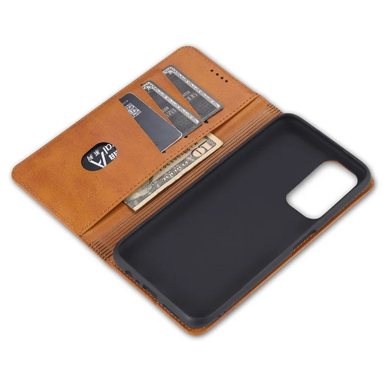 AZNS Funda protectora de cartera de diseño absorbente de choque de piel de imitación PU con tapa abatible para OPPO A16 / A16s / A54s - Marrón