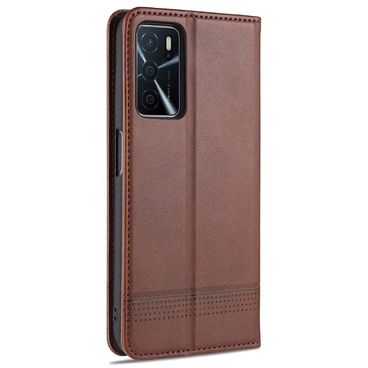AZNS Étui de protection en cuir PU avec conception portefeuille antichoc et auto-absorbant pour OPPO A16 / A16s / A54s - Café