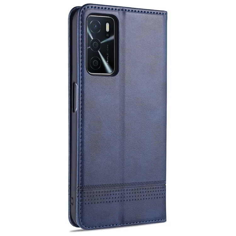 AZNS Capa de couro sintético à prova de choque e absorvida automaticamente para OPPO A16 / A16s / A54s - Azul