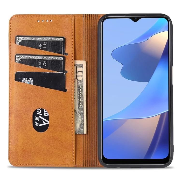 AZNS Capa de couro sintético à prova de choque e absorvida automaticamente para OPPO A16 / A16s / A54s - Azul