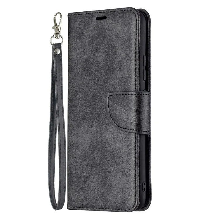 Fecho De Fecho Magnético Elegante PU Couro Smartphone Carteira De Carteira De Carteira [com Buraco De Impressão Digital] Para Realme C21 / C20 - Preto