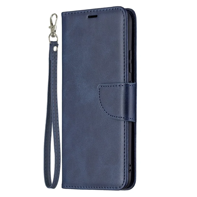 Magnetic Clasp Closure Stylish PU Leather Smartphone Wallet Stand Case [with Fingerprint Hole] for Realme C21/C20 - Blue