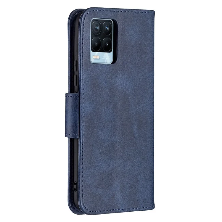 360 ° Cobertura Completa Stylish PU Couro Smartphone Carteira De Carteira Para Realme 8/8 Pro - Azul