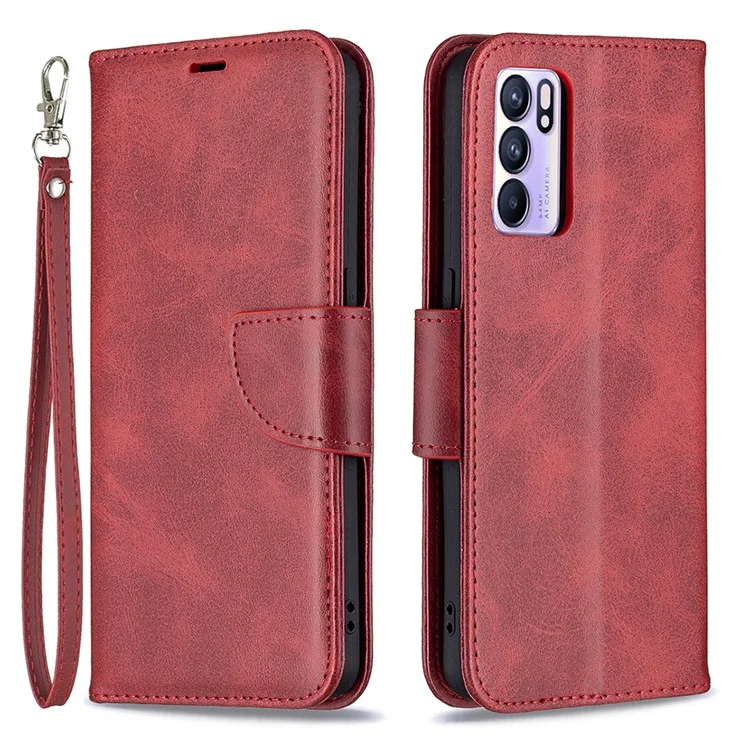 360 ° Couverture Complète Anti-rayures Smartphone Smartphone Smartphone Smartphone Porte-monnaie Pour OPPO RENO6 5G - Rouge