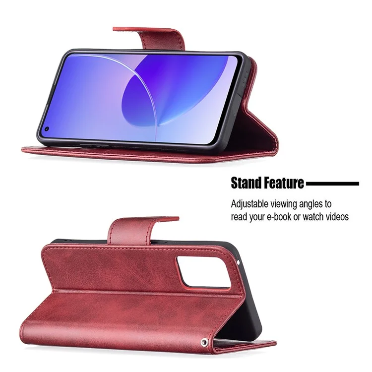 360 ° Couverture Complète Anti-rayures Smartphone Smartphone Smartphone Smartphone Porte-monnaie Pour OPPO RENO6 5G - Rouge