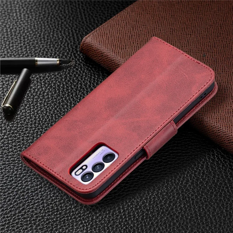 360 ° Couverture Complète Anti-rayures Smartphone Smartphone Smartphone Smartphone Porte-monnaie Pour OPPO RENO6 5G - Rouge