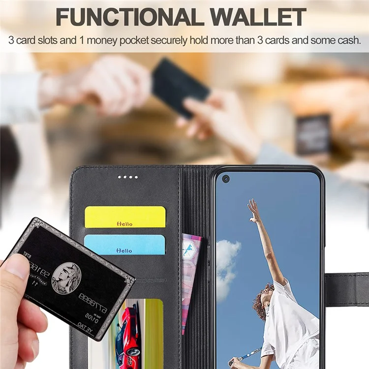 LC.IMEEKE Étui Portefeuille en Cuir avec Support pour Oppo Reno6 5G - Noir