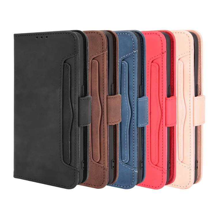 Multiple Card Slots Leather Case with Wallet Stand for Realme GT Master - Black