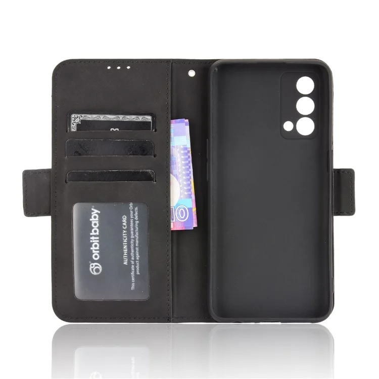 Multiple Card Slots Leather Case with Wallet Stand for Realme GT Master - Black